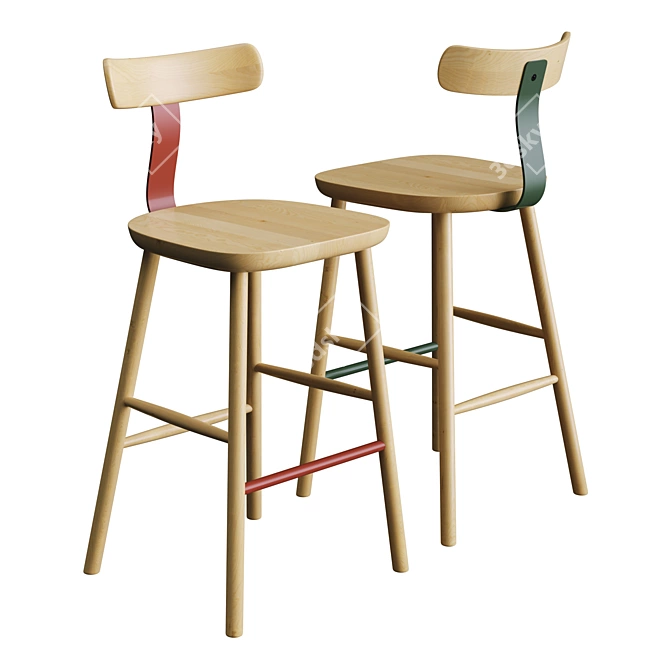 T2 Mid Stool by Maruni: Sleek Design, Vibrant Colors 3D model image 1