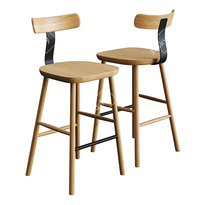 T2 Mid Stool by Maruni: Sleek Design, Vibrant Colors 3D model image 4