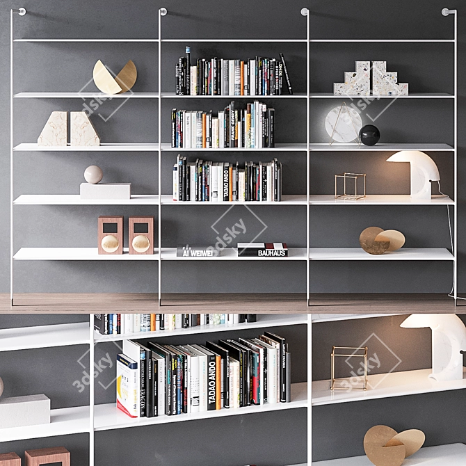 Elegant Wind Wall Bookshelf 3D model image 1