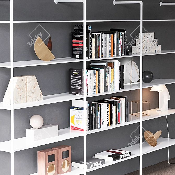 Elegant Wind Wall Bookshelf 3D model image 2