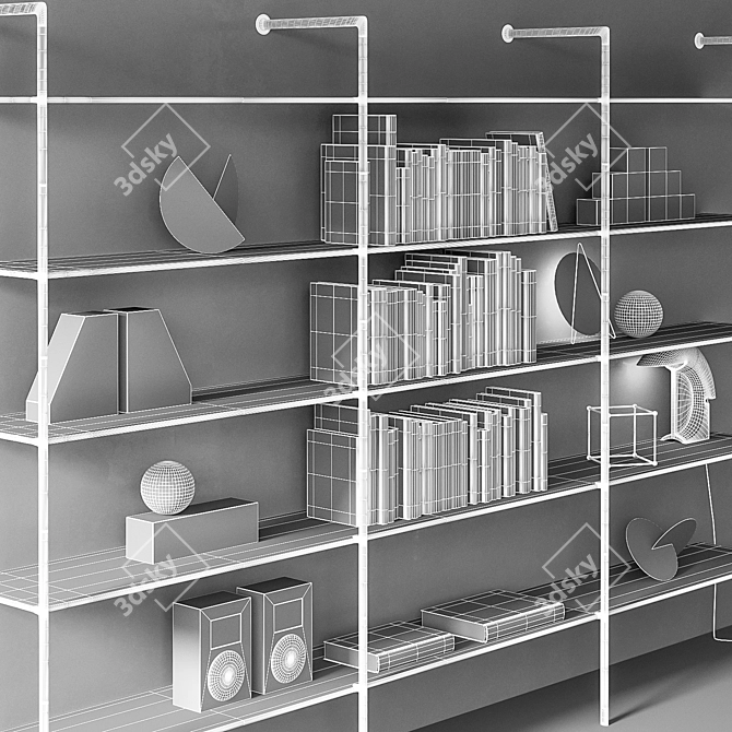 Elegant Wind Wall Bookshelf 3D model image 3