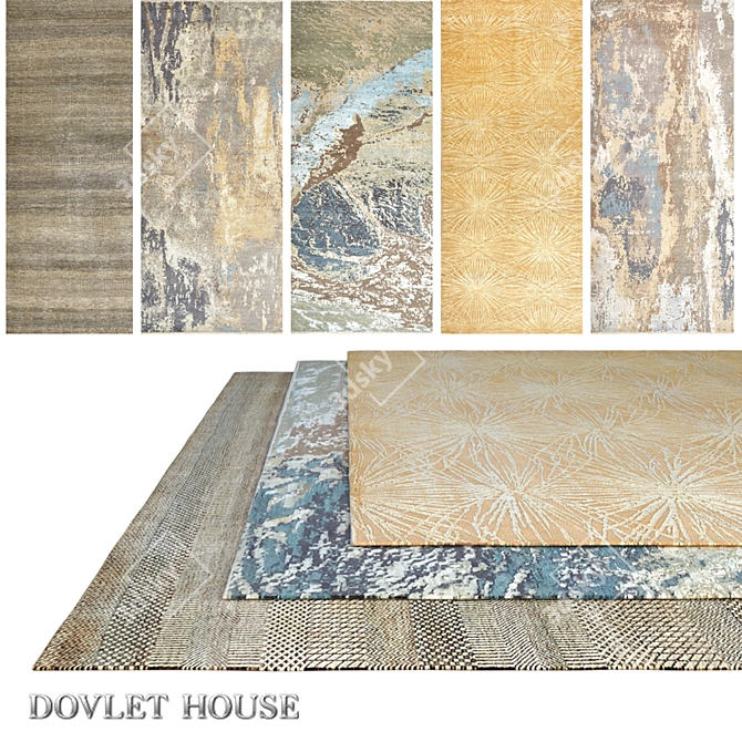 Luxurious Dazzle Collection: 5-Piece Carpets by DOVLET HOUSE 3D model image 1