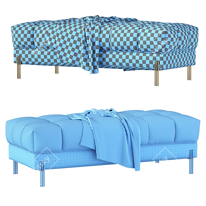 Luxurious Sienna Velvet Bench with Brushed Brass Legs 3D model image 5