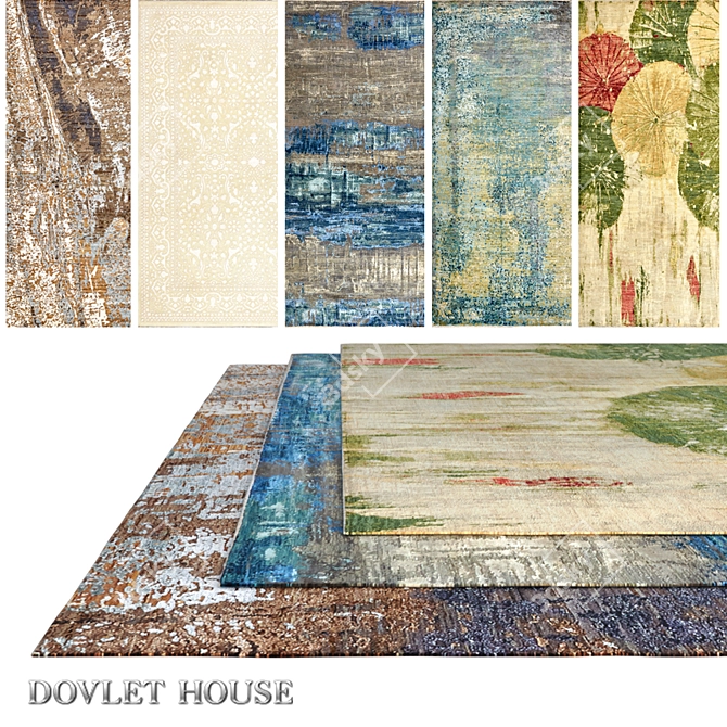 Title: Luxurious Carpets by DOVLET HOUSE (5-Piece Set, Part 640) 3D model image 2