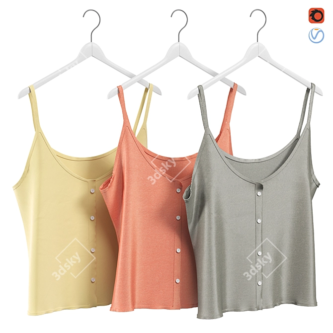 Stylish Womens Tops: Hanging Fashion 3D model image 4