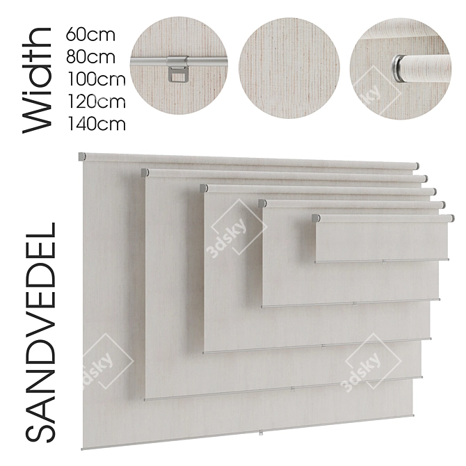 Beige Sandvedel Roller Blind - 5 Width Options 3D model image 1