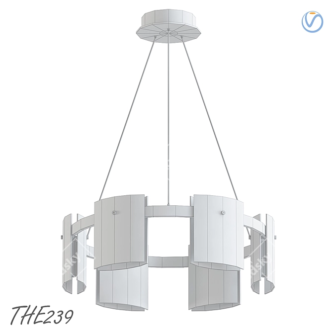 Strand Pendant Chandelier: Double Glass Rectangular Shades 3D model image 2