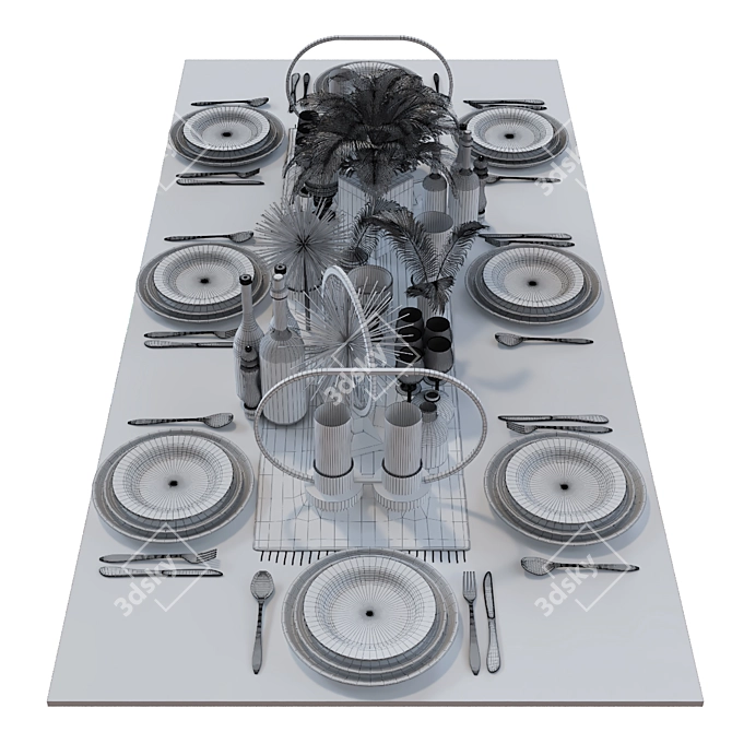 Modern Dining Table Set 013 3D model image 4