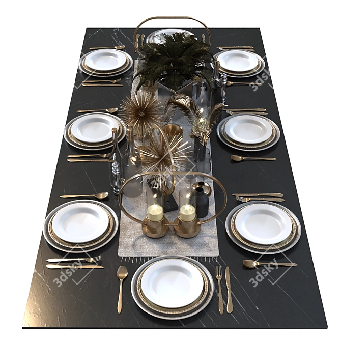 Modern Dining Table Set 013 3D model image 5