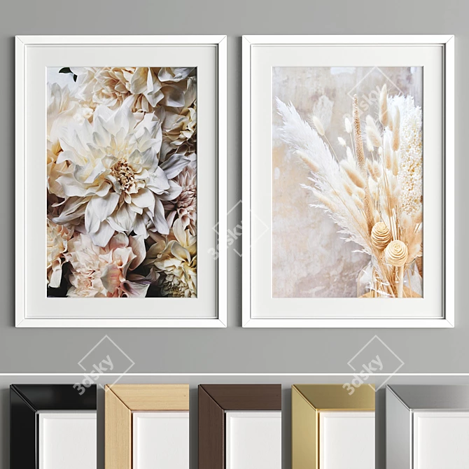 Sleek Art Frames, 2 Wood &  Metal Options 3D model image 2