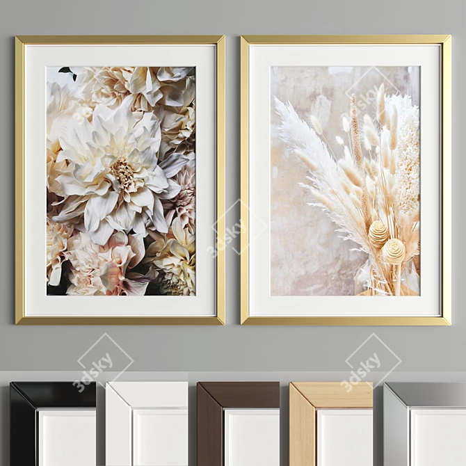 Sleek Art Frames, 2 Wood &  Metal Options 3D model image 3