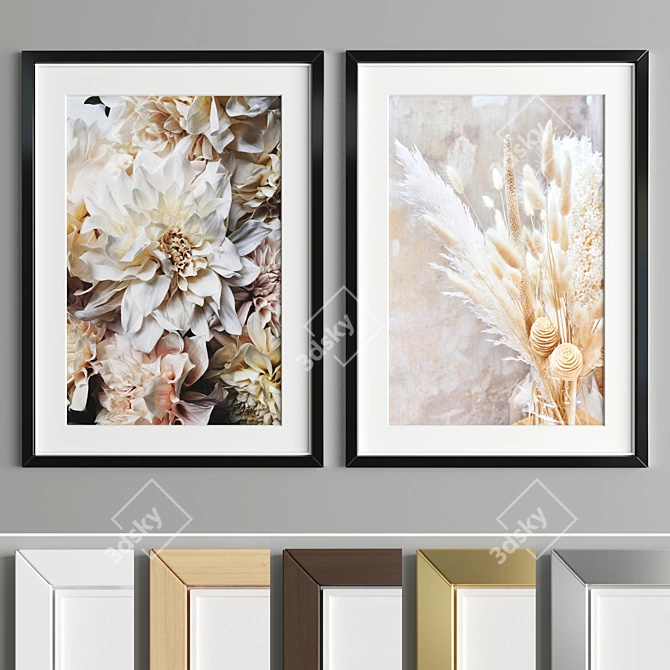 Sleek Art Frames, 2 Wood &  Metal Options 3D model image 4