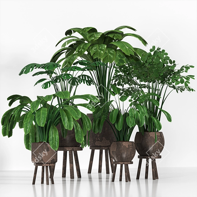 Greenery Concrete Planter Collection 3D model image 1