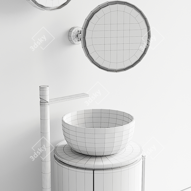 Ceramica Cielo Tiberino Set 2: Arcadia Wood Vanity Unit & Shui Round Washbasin 3D model image 5