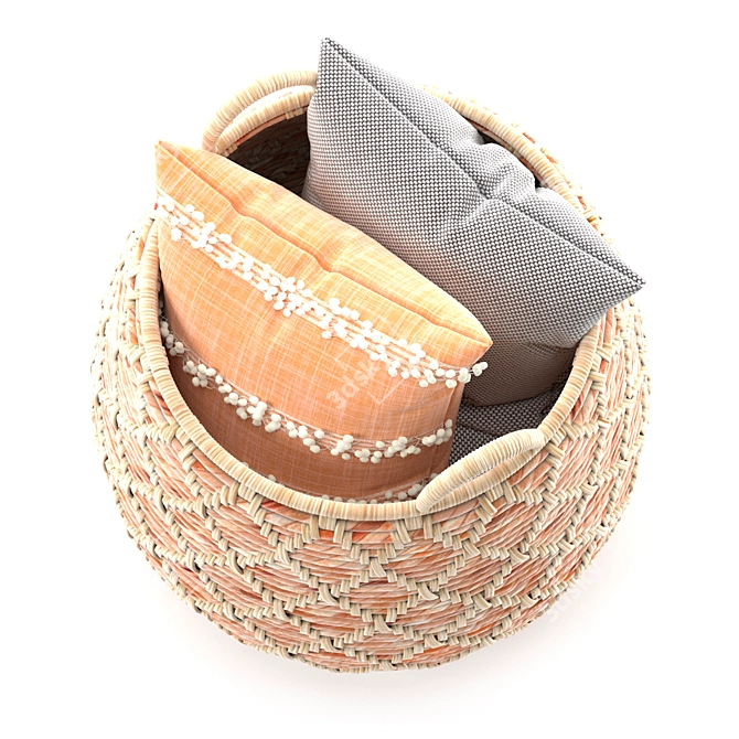 Decorative Pillow Basket 3D model image 3