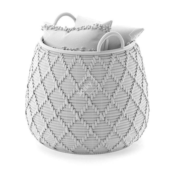Decorative Pillow Basket 3D model image 5