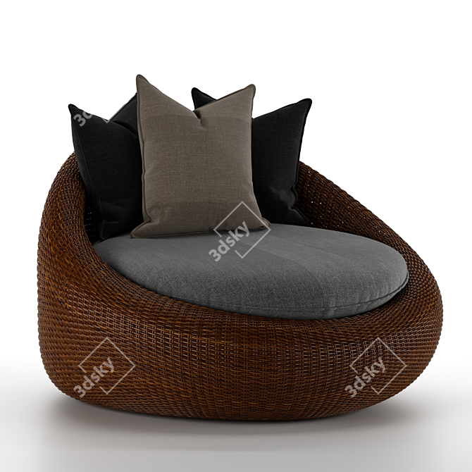 Elegance Rattan Armchair: Garden Essential 3D model image 1