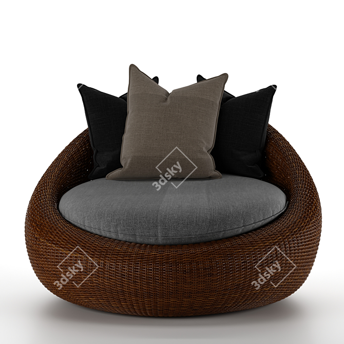 Elegance Rattan Armchair: Garden Essential 3D model image 2