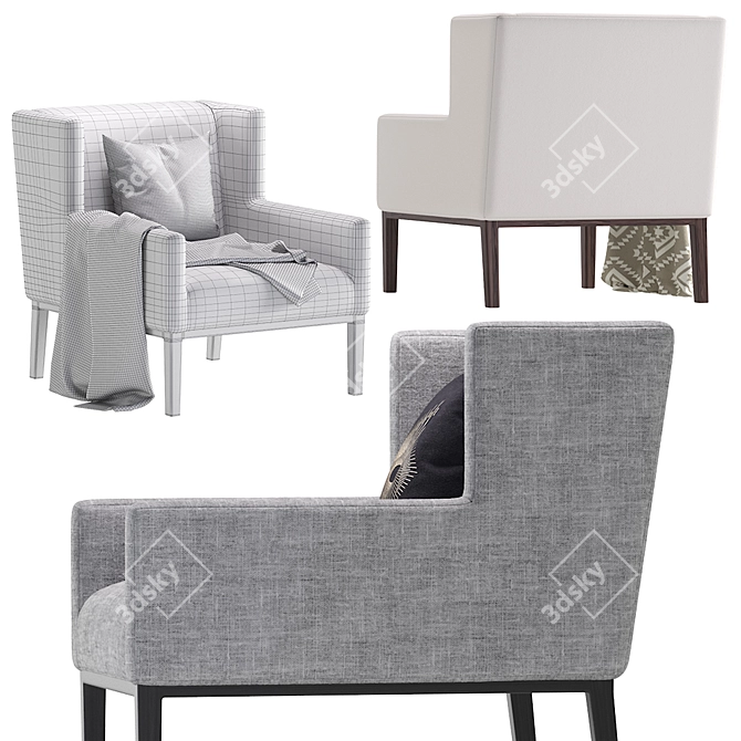 Elegant Coco Hampshire Occasional Chair 3D model image 5