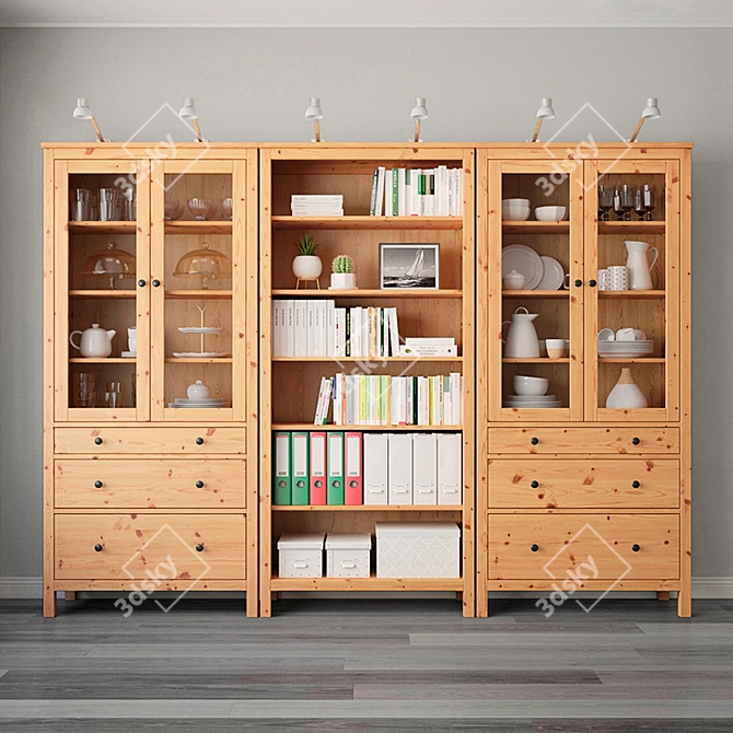 Hemnes Storage Combination - White Stained Oak 3D model image 2