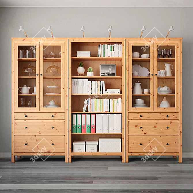 Hemnes Storage Combination - White Stained Oak 3D model image 10