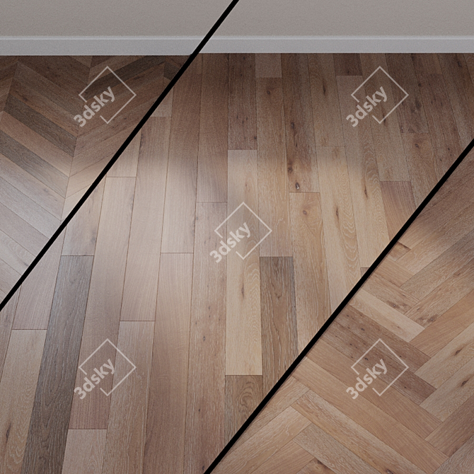 Snow Oak Classic Parquet: Timeless Elegance 3D model image 1