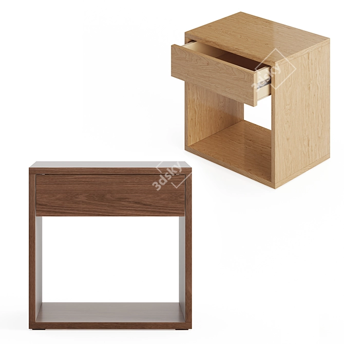 Modern Cube Bedside Table with Storage 3D model image 2