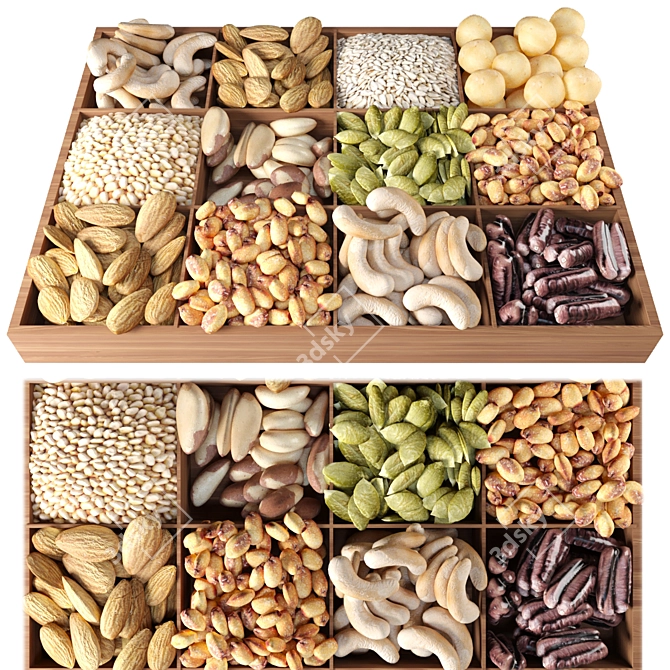 Assorted Nut Mix: Almonds, Hazelnuts, Cashews, Peanuts 3D model image 1