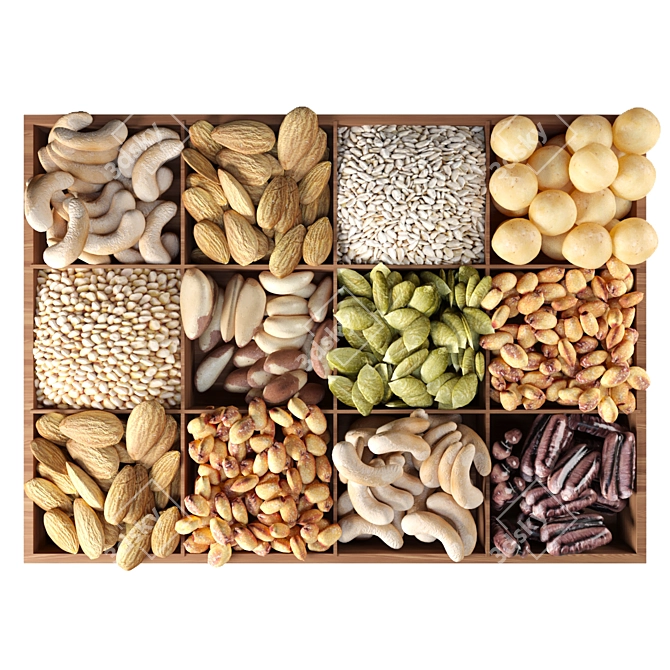 Assorted Nut Mix: Almonds, Hazelnuts, Cashews, Peanuts 3D model image 2