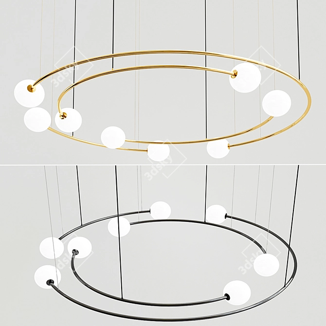 Celestial Gold Chandelier 3D model image 1