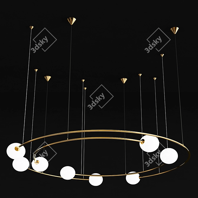 Celestial Gold Chandelier 3D model image 2