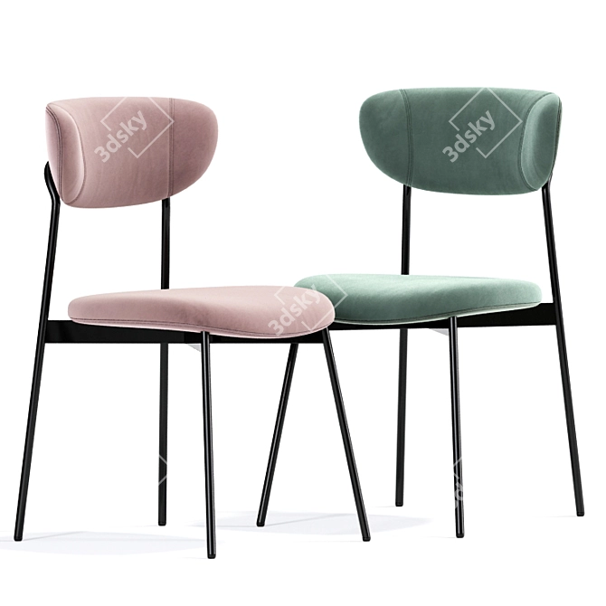 Modern Petal Dining Chair & Roxanne Table 3D model image 2