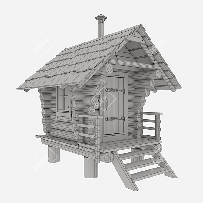 Versatile Wooden Playhouse 3D model image 4