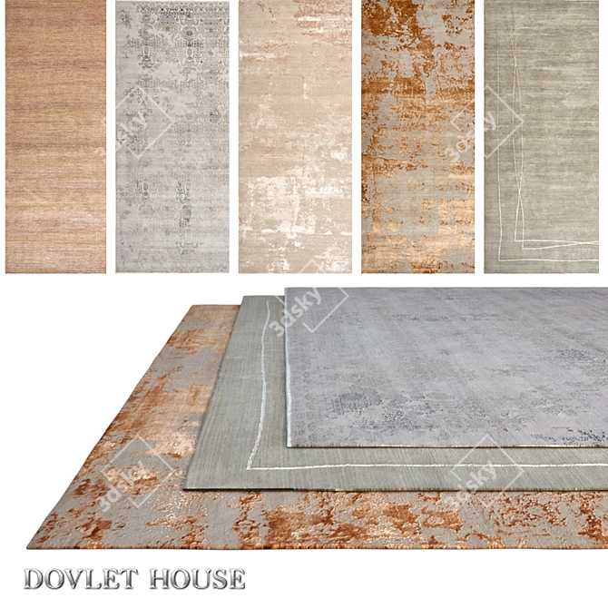 DOVLET HOUSE Silk & Wool Carpets Set (5 pcs) 3D model image 1