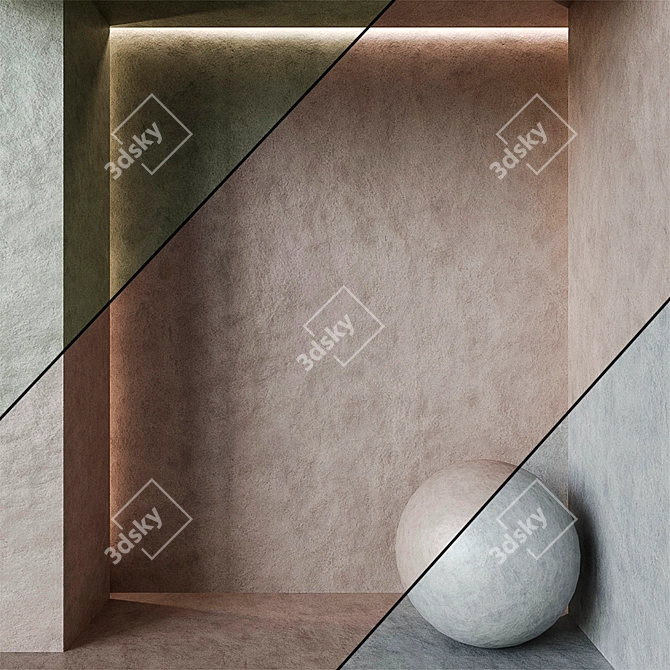 Seamless Decorative Plaster in Cool Gray Shades 3D model image 1