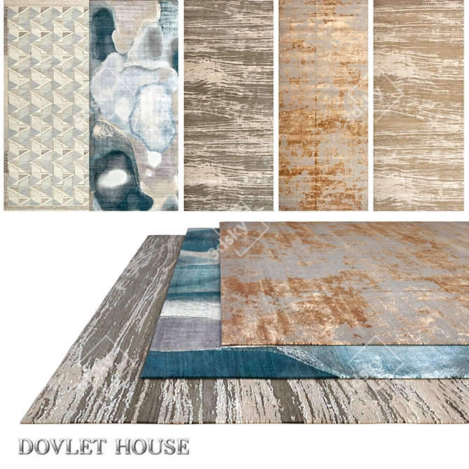 Luxurious Carpets from DOVLET HOUSE - 5 Piece Set 3D model image 1