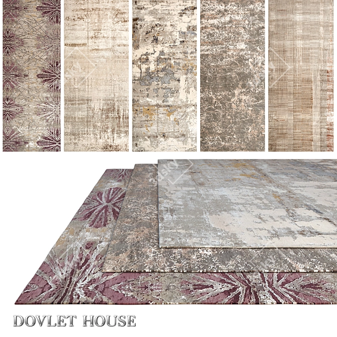 Carpets DOVLET HOUSE 5pcs - Premium Wool & Art Silk Blend 3D model image 1