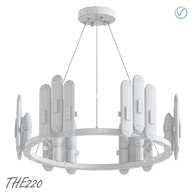 Modern Geometric Glass Chandelier 3D model image 2