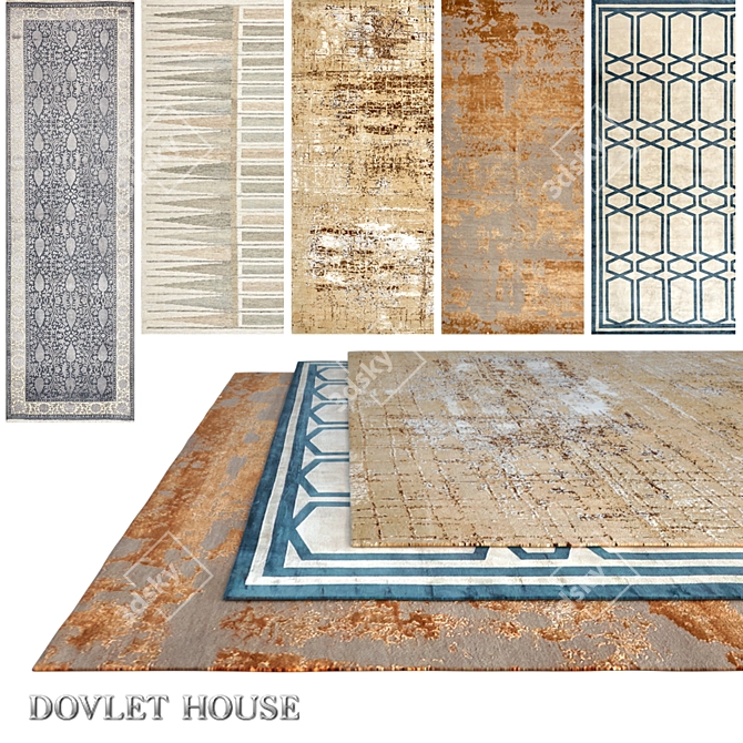 DOVLET HOUSE Carpets Set - 5 Pieces (661) 3D model image 1