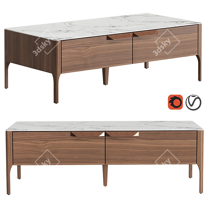 Contemporary Walnut Coffee Table CP1806-G 3D model image 1
