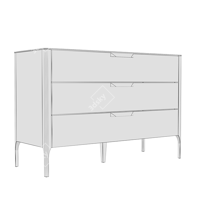 Modern Walnut Dresser with Marble-Inspired Glass Top 3D model image 3