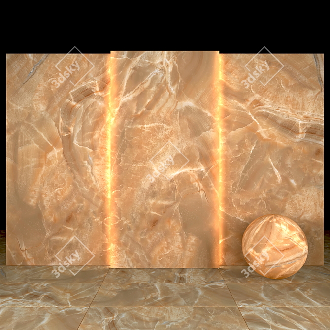 Glossy Orange Onyx Slabs: 8 Textured Options 3D model image 2