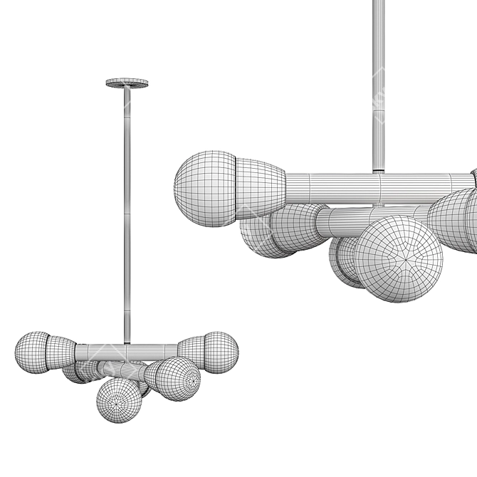 Elegant Bora 6 Chandelier 3D model image 2