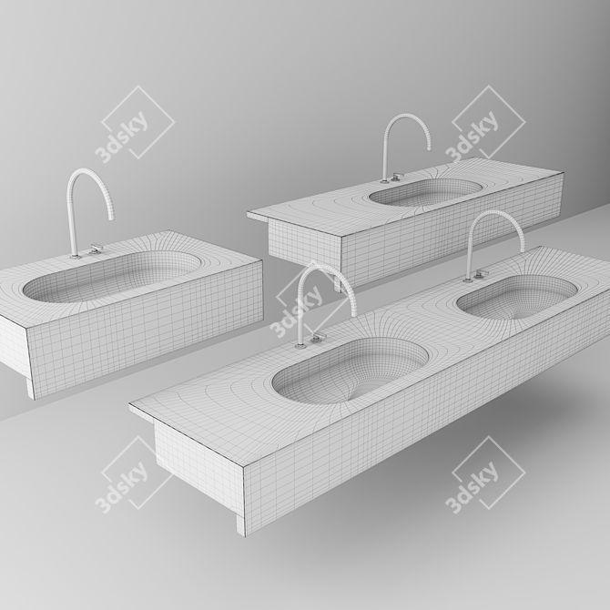 Elegant Stone Basin by Cocoon 3D model image 3