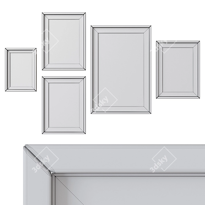 Multi-Color Frames Set for A4, 30x40 cm, and 50x70 cm Photos 3D model image 3