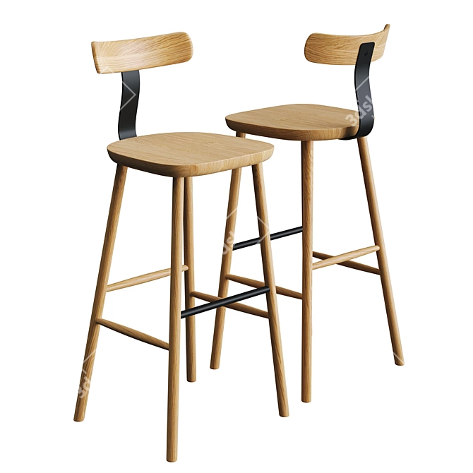 Maruni T3 High Bar Stool: Elegant Design & Versatile Choices 3D model image 4