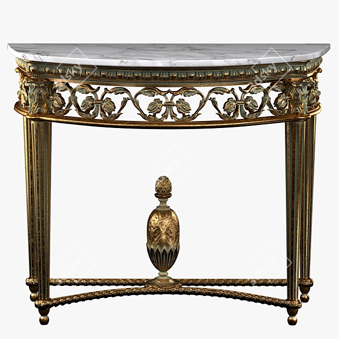 Opulent Louis XVI Giltwood Console 3D model image 1