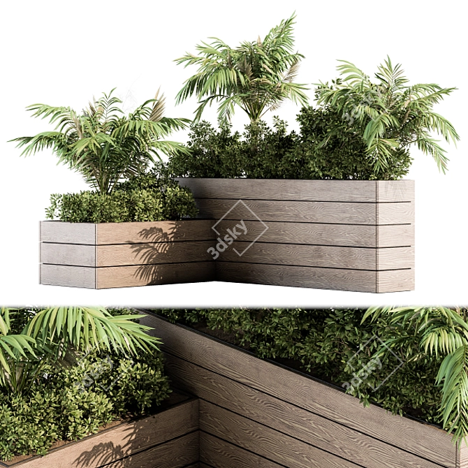 Tropical Escape: Wooden Plant Box 3D model image 1