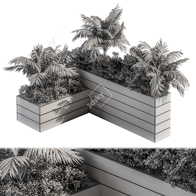 Tropical Escape: Wooden Plant Box 3D model image 5