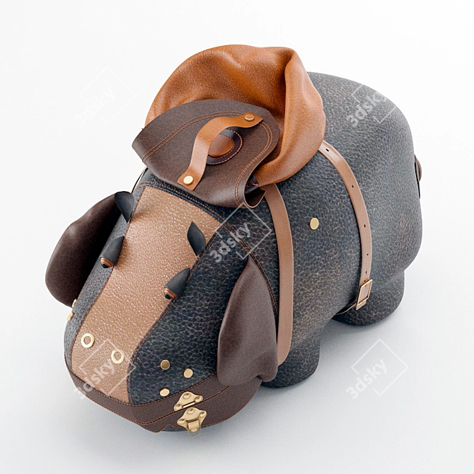 Adorable Hippo Backpack 3D model image 1